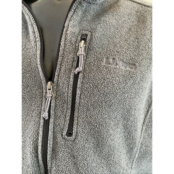 LL Bean Men’s Dark Gray Fleece Zip Vest Size Large Pockets Logo EUC - Picture 3 of 11